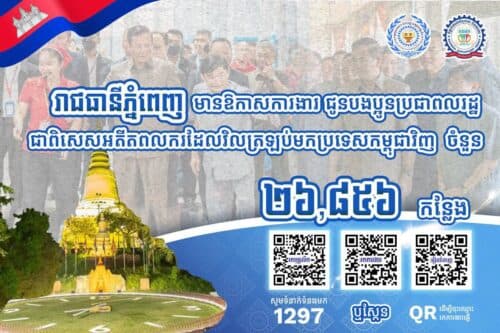 ក្រសួងការងារ៖ ខេត្តកណ្ដាល មានឱកាសការងារជាង ១ម៉ឺនកន្លែង កំពុងរង់ចាំអតីតពលករត្រឡប់មកពីថៃ និងអ្នកកំពុងស្វែងរកការងារធ្វើ